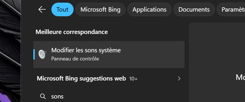 Résultat de recherche « Modifier les sons système »
